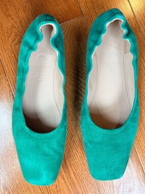 J. Crew Emerald Green Suede Ballet Flats